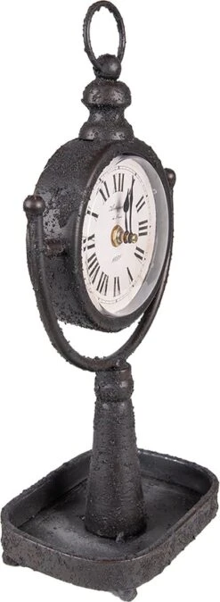 Clayre & Eef Tafelklok 15x11x34 Cm Zwart Metaal Tafelklokken Binnen Staand Klokje Tafelklokje -Clayre & Eef 440x1200 2