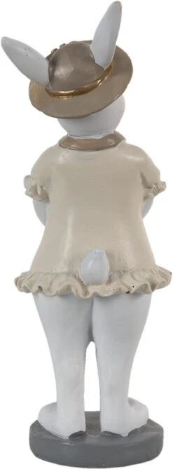 Clayre & Eef Beeld Konijn 5x5x15 Cm Wit Beige Kunststof Woonaccessoires Paashaas Pasen -Clayre & Eef 443x1200 2
