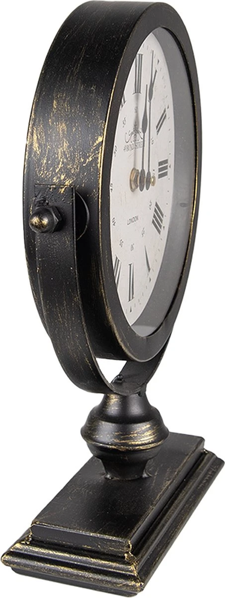 Clayre & Eef Tafelklok 25x8x30 Cm Zwart Metaal Tafelklokken Binnen Staand Klokje Tafelklokje 4 Clayre & Eef Tafelklok 25x8x30 Cm Zwart Metaal Tafelklokken Binnen Staand Klokje Tafelklokje - Afbeelding 2