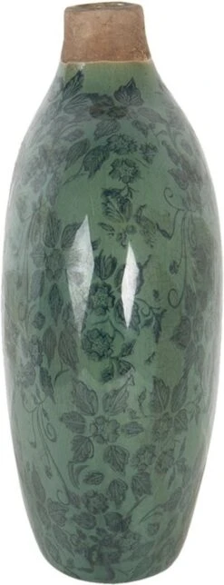 Clayre & Eef Vaas 23x11x26 Cm Groen Keramiek Ovaal Vaas Keramiek Bloemenvaas Decoratie Vaas -Clayre & Eef 460x1200 1