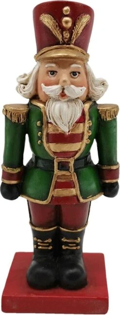Clayre & Eef Beeld Notenkraker 6x5x15 Cm Groen Rood Kunststof Kerstdecoratie Beeld Decoratie Decoratieve Accessoires