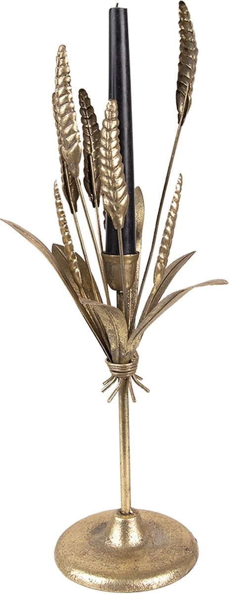 Clayre & Eef Kandelaar 16x16x45 Cm Goudkleurig Ijzer Bladeren Kaarsenstandaard Kaarsenhouder 4 Clayre & Eef Kandelaar 16x16x45 Cm Goudkleurig Ijzer Bladeren Kaarsenstandaard Kaarsenhouder - Afbeelding 2