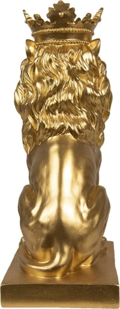 Clayre & Eef Beeld Leeuw 13x19x34 Cm Goudkleurig Kunststof Woonaccessoires Beeld Decoratie Decoratieve Accessoires -Clayre & Eef 466x1200