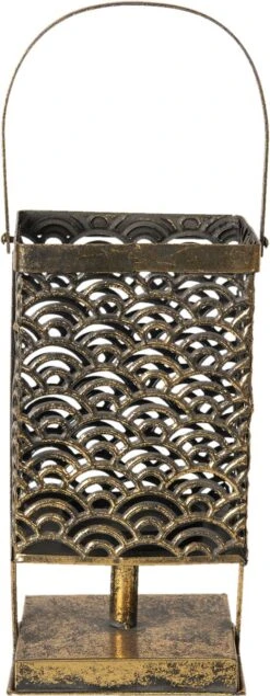 Clayre & Eef Windlicht 6Y3884 13*13*37 Cm - Koperkleurig Metaal Kaarsenhouder Sfeerverlichting -Clayre & Eef 467x1200 2