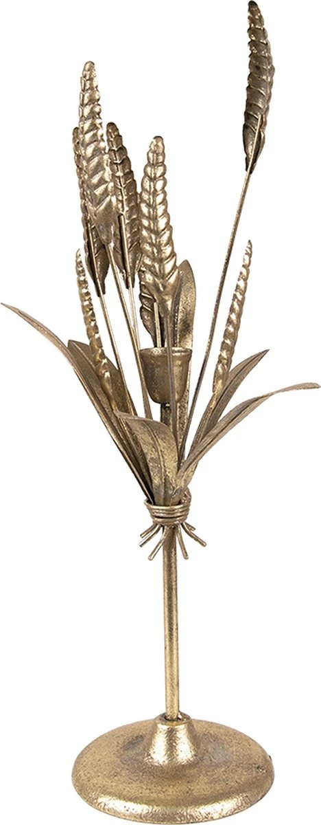 Clayre & Eef Kandelaar 16x16x45 Cm Goudkleurig Ijzer Bladeren Kaarsenstandaard Kaarsenhouder 3 Clayre & Eef Kandelaar 16x16x45 Cm Goudkleurig Ijzer Bladeren Kaarsenstandaard Kaarsenhouder