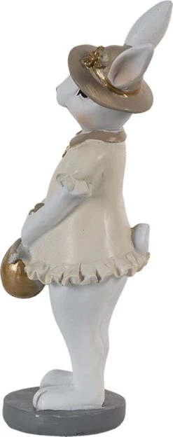 Clayre & Eef Beeld Konijn 5x5x15 Cm Wit Beige Kunststof Woonaccessoires Paashaas Pasen -Clayre & Eef 475x1200 4