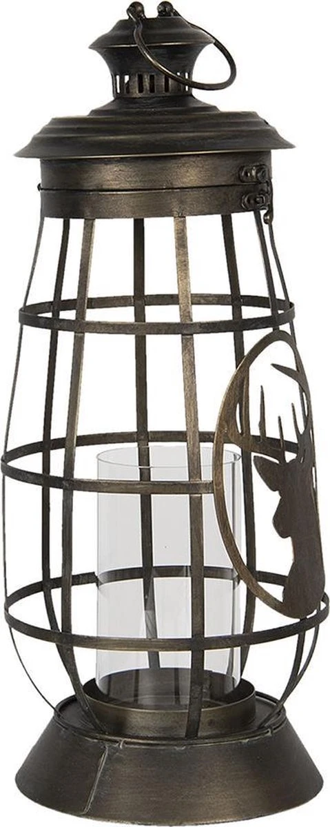 Clayre & Eef Windlicht 18x18x50 Cm Bruin Metaal Glas Rond Kaarsenhouder Sfeerverlichting 4 Clayre & Eef Windlicht 18x18x50 Cm Bruin Metaal Glas Rond Kaarsenhouder Sfeerverlichting - Afbeelding 2