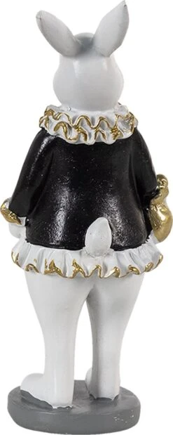 Clayre & Eef Beeld Konijn 5x5x15 Cm Zwart Wit Kunststof Woonaccessoires Paashaas Pasen -Clayre & Eef 479x1200
