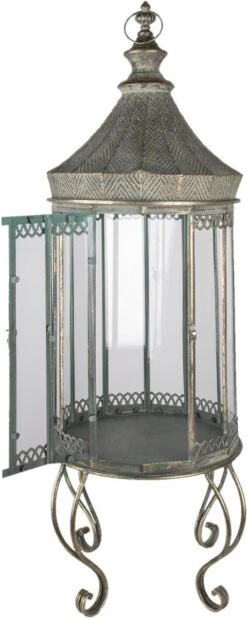 Clayre & Eef Lantaarn 103 Cm Grijs Metaal Rond Kaarsenhouder Sfeerverlichting -Clayre & Eef 480x1200 1