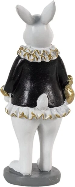Clayre & Eef Beeld Konijn 5x5x15 Cm Zwart Wit Kunststof Woonaccessoires Paashaas Pasen -Clayre & Eef 481x1200 1