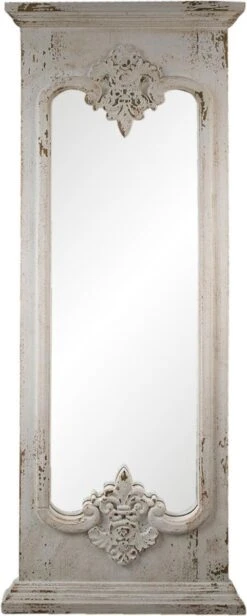 Clayre & Eef Spiegel 55x149 Cm Wit Hout Rechthoek Grote Spiegel Wand Spiegel Muur Spiegel -Clayre & Eef 481x1200 3