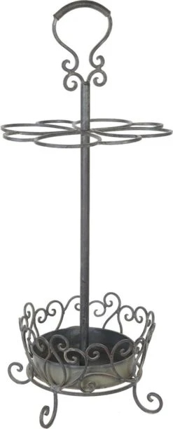 Clayre & Eef Paraplubak Ø 30x68 Cm Grijs Ijzer Rond Parapluhouder Paraplustandaard Wandelstokhouder