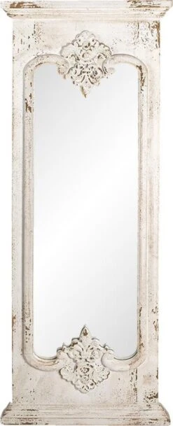Clayre & Eef Spiegel 55x149 Cm Wit Hout Rechthoek Grote Spiegel Wand Spiegel Muur Spiegel -Clayre & Eef 487x1200