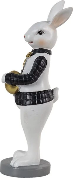 Clayre & Eef Beeld Konijn 7x7x20 Cm Zwart Wit Kunststof Woonaccessoires Paashaas Pasen -Clayre & Eef 495x1200 1