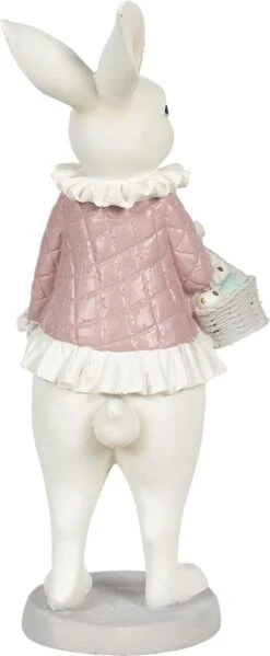 Clayre & Eef Beeld Konijn 10x10x25 Cm Wit Roze Polyresin Woonaccessoires Pasen Paashaas -Clayre & Eef 495x1200 2