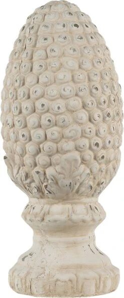 Clayre & Eef Beeld Dennenappel Ø 17x39 Cm Beige Steen Kerstdecoratie Beeld Decoratie Decoratieve Accessoires