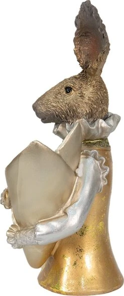Clayre & Eef Beeld Konijn 16x13x30 Cm Goudkleurig Kunststof Woonaccessoires Paashaas Pasen -Clayre & Eef 502x1200