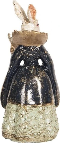 Clayre & Eef Beeld Konijn 5x4x11 Cm Beige Blauw Kunststof Woonaccessoires Beeld Decoratie Paashaas -Clayre & Eef 504x1200 1