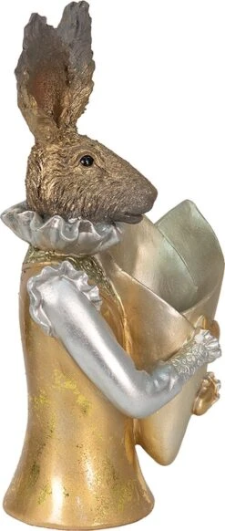 Clayre & Eef Beeld Konijn 16x13x30 Cm Goudkleurig Kunststof Woonaccessoires Paashaas Pasen -Clayre & Eef 509x1200