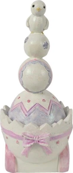 Clayre & Eef Beeld Konijn 14 Cm Bruin Wit Kunststof Woonaccessoires Pasen Paashaas