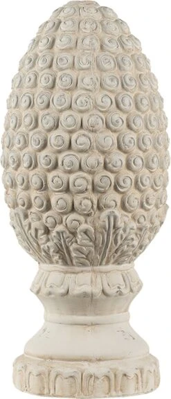 Clayre & Eef Beeld Dennenappel Ø 13x31 Cm Beige Steen Kerstdecoratie Beeld Decoratie Decoratieve Accessoires