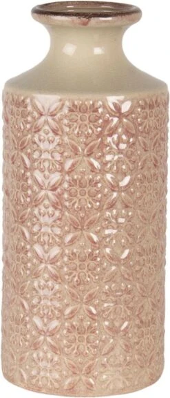 Clayre & Eef Vaas Ø 13x30 Cm Roze Keramiek Rond Decoratie Vaas Decoratie Pot -Clayre & Eef 515x1200