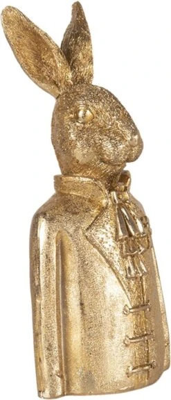 Clayre & Eef Beeld Konijn 8x6x18 Cm Goudkleurig Kunststof Woonaccessoires Beeld Decoratie Decoratieve Accessoires -Clayre & Eef 515x1200 7