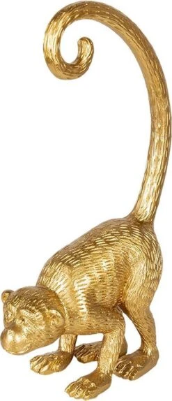 Clayre & Eef Beeld Aap 31 Cm Goudkleurig Kunststof Geen Vorm Woonaccessoires Beeld Decoratie Decoratieve Accessoires