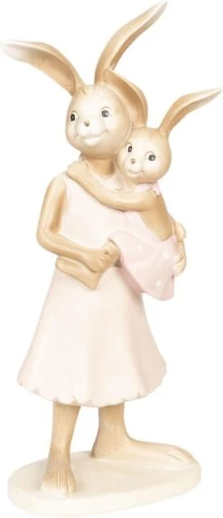 Clayre & Eef Decoratie Beeld Konijn 11*8*26 Cm Bruin, Roze Kunststof Decoratief Figuur Paashaas Woonaccessoires -Clayre & Eef 517x1200 2