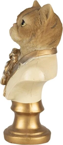 Clayre & Eef Beeld Kat 10x7x17 Cm Beige Goudkleurig Kunststof Woonaccessoires Beeld Decoratie Decoratieve Accessoires -Clayre & Eef 519x1200 1