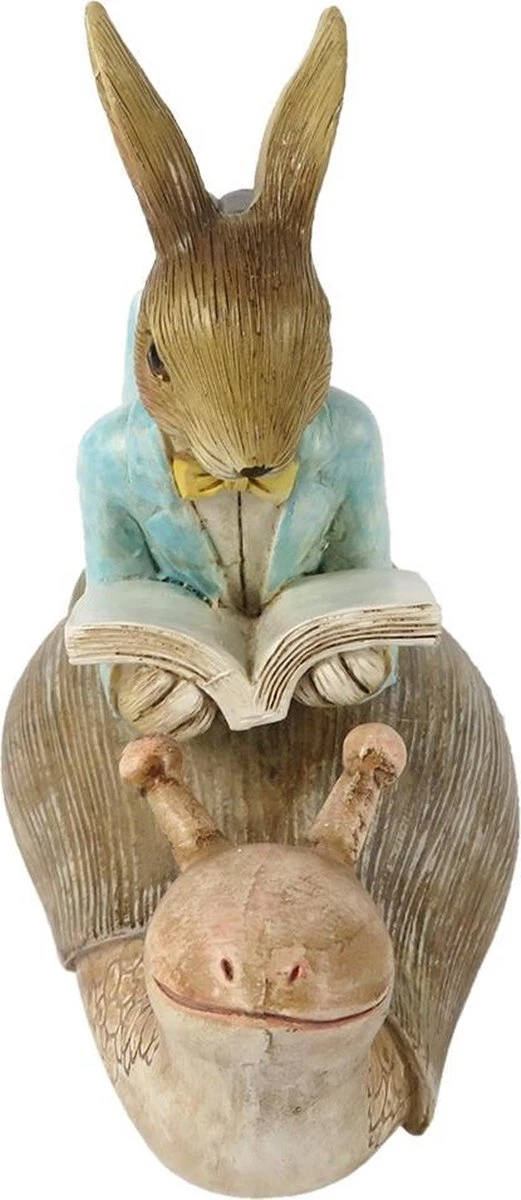 Clayre & Eef Beeld Konijn 16x8x14 Cm Bruin Blauw Kunststof Woonaccessoires Pasen Paashaas 4 Clayre & Eef Beeld Konijn 16x8x14 Cm Bruin Blauw Kunststof Woonaccessoires Pasen Paashaas - Afbeelding 2