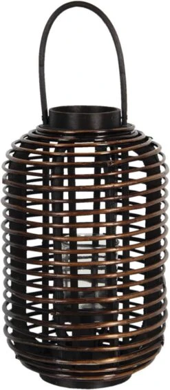 Clayre & Eef Windlicht Ø 27*45 Cm Bruin Hout Glas Rond Kaarsenhouder Sfeerverlichting -Clayre & Eef 525x1200