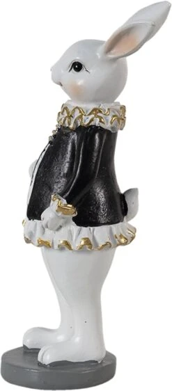 Clayre & Eef Beeld Konijn 5x5x15 Cm Zwart Wit Kunststof Woonaccessoires Paashaas Pasen -Clayre & Eef 527x1200 1