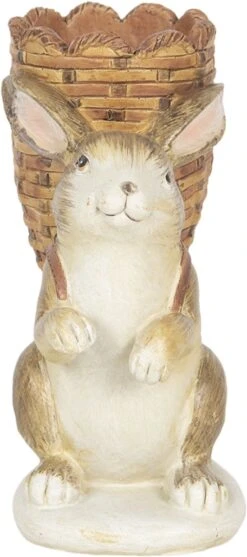 Clayre & Eef Theelichthouder Konijn 11x7x14 Cm Bruin Kunststof Waxinelichthouder Windlichthouder Paashaas -Clayre & Eef 532x1200 1