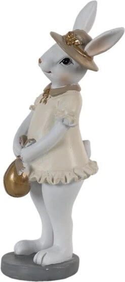 Clayre & Eef Beeld Konijn 5x5x15 Cm Wit Beige Kunststof Woonaccessoires Paashaas Pasen -Clayre & Eef 532x1200 2