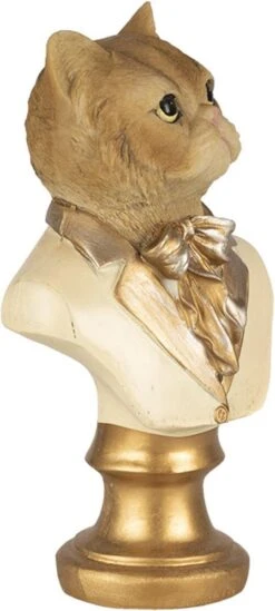 Clayre & Eef Beeld Kat 10x7x17 Cm Beige Goudkleurig Kunststof Woonaccessoires Beeld Decoratie Decoratieve Accessoires -Clayre & Eef 540x1200 2