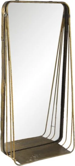 Clayre & Eef Spiegel 29x59 Cm Koperkleurig Metaal Rechthoek Grote Spiegel Wand Spiegel Muur Spiegel -Clayre & Eef 543x1200