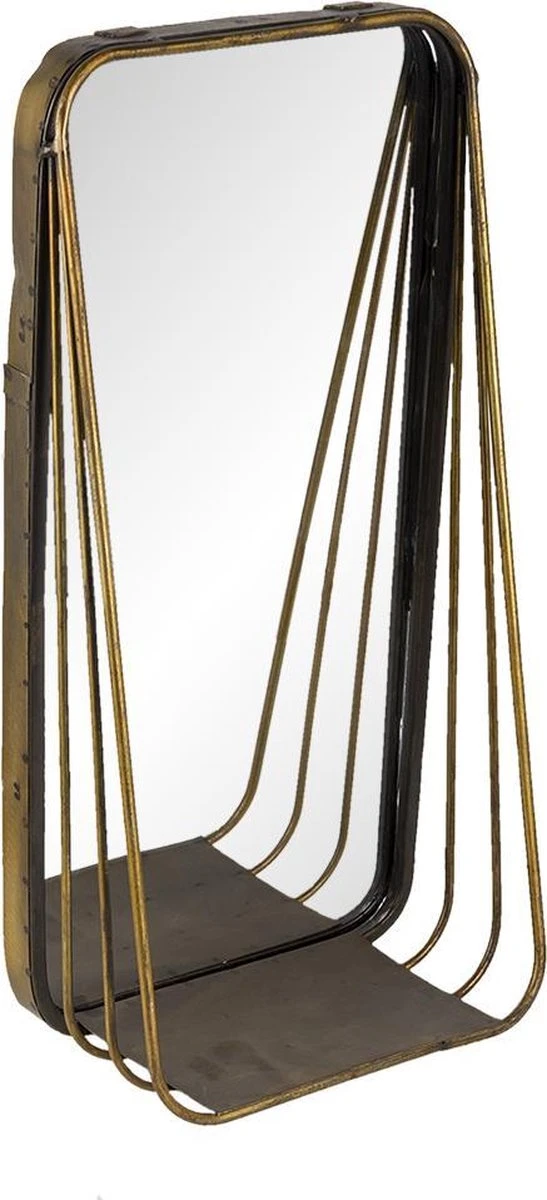 Clayre & Eef Spiegel 19x39 Cm Koperkleurig Metaal Rechthoek Grote Spiegel Wand Spiegel Muur Spiegel 4 Clayre & Eef Spiegel 19x39 Cm Koperkleurig Metaal Rechthoek Grote Spiegel Wand Spiegel Muur Spiegel - Afbeelding 2