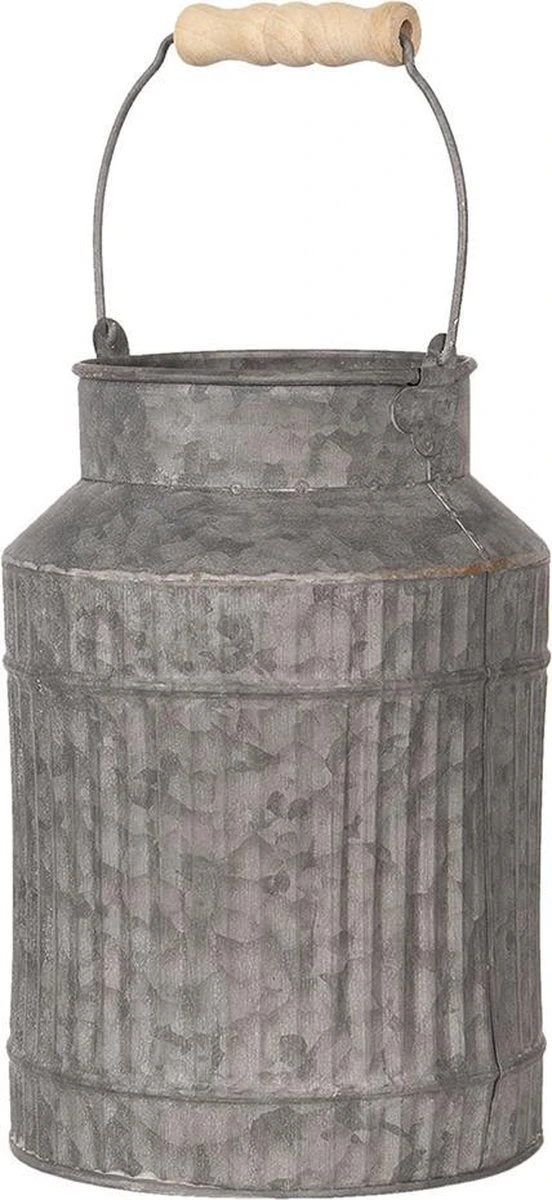 Clayre & Eef Decoratie Melkbus Ø 16x23 Cm Grijs Ijzer Rond Melkkan 4 Clayre & Eef Decoratie Melkbus Ø 16x23 Cm Grijs Ijzer Rond Melkkan - Afbeelding 2