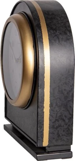 Clayre & Eef Staande Klok 28x34 Cm Zwart Metaal Klok Op Voet Staande Klok Woonkamer -Clayre & Eef 560x1200 2