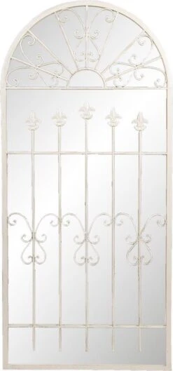 Clayre & Eef Spiegel 65x140 Cm Wit Ijzer Rechthoek Grote Spiegel Wand Spiegel Muur Spiegel