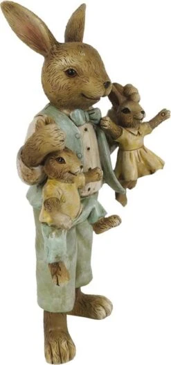 Clayre & Eef Beeld Konijn 19 Cm Groen Bruin Kunststof Woonaccessoires Pasen Paashaas -Clayre & Eef 563x1200