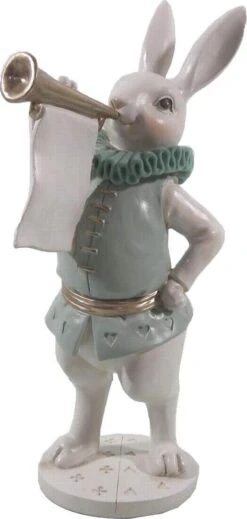 Clayre & Eef Beeld Konijn 12x12x29 Cm Wit Polyresin Woonaccessoires Pasen Paashaas