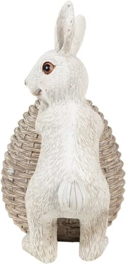 Clayre & Eef Beeld Konijn 8x5x11 Cm Wit Bruin Kunststof Woonaccessoires Paashaas Pasen -Clayre & Eef 576x1200