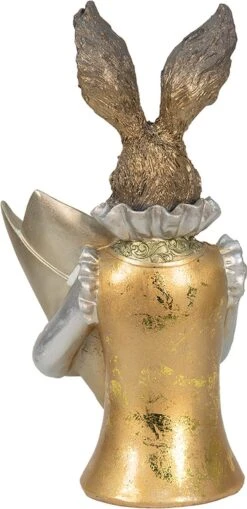 Clayre & Eef Beeld Konijn 16x13x30 Cm Goudkleurig Kunststof Woonaccessoires Paashaas Pasen -Clayre & Eef 582x1200