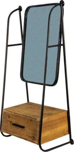 Clayre & Eef Spiegel 46x90 Cm Bruin Zwart Ijzer Hout Rechthoek Grote Spiegel Wand Spiegel Muur Spiegel -Clayre & Eef 584x1200 1