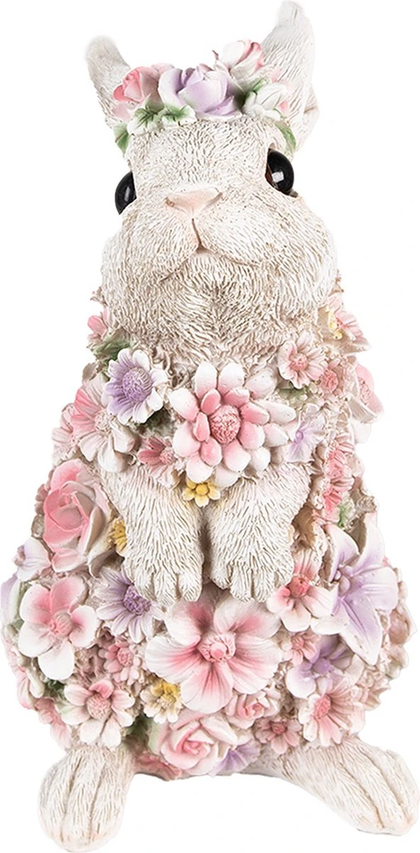 Clayre & Eef Beeld Konijn 16x13x25 Cm Roze Kunststof Bloemen Woonaccessoires Paashaas Pasen 3 Clayre & Eef Beeld Konijn 16x13x25 Cm Roze Kunststof Bloemen Woonaccessoires Paashaas Pasen