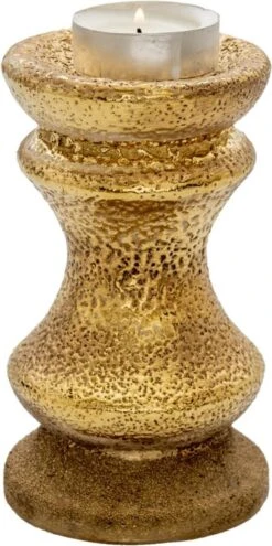 Clayre & Eef Kandelaar 19 Cm Goudkleurig Keramiek Rond Kaarsenstandaard Kaarsenhouder -Clayre & Eef 599x1200