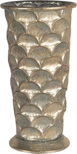 Clayre & Eef Paraplubak Ø 24x47 Cm Koperkleurig Metaal Rond Parapluhouder Paraplustandaard Wandelstokhouder