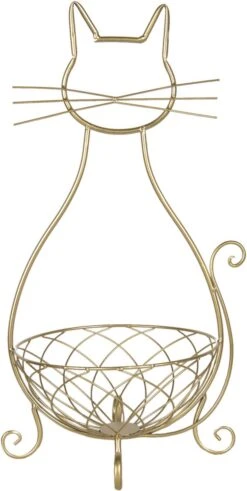 Clayre & Eef Decoratie Schaal Kat 31x25x55 Cm Goudkleurig Metaal Fruitschaal -Clayre & Eef 604x1200 1